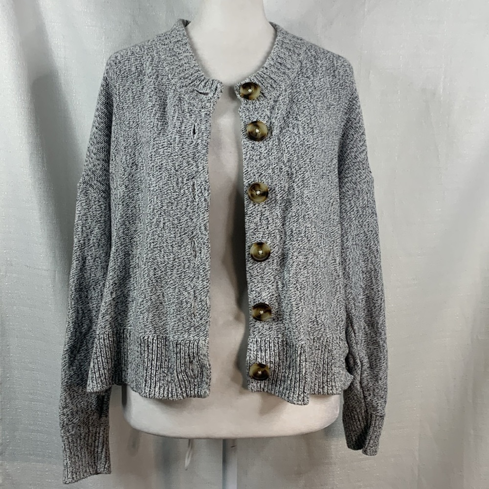 Madewell Black & White Speckled Clemence Cropped Cardigan- NWT - Picture 3 of 11